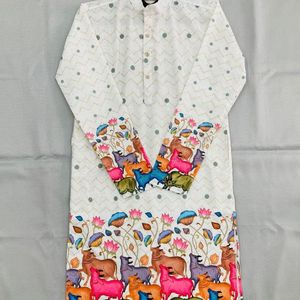 Conjunto de Kurta y Pijama de Algodón para Hombre con Estampado Digital y Trabajo de Lentejuelas de Ganchillo Pesado, Ropa Étnica Tradicional Festiva - Product Image 6
