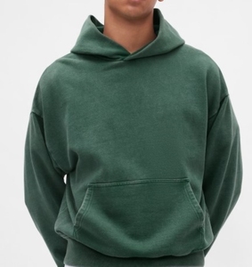 Sweat à capuche pour homme à col montant, coupe ample, en coton épais double couche, qualité supérieure, style streetwear uni - Product Image 6