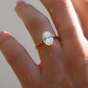 แหวนเพชรทรงรี 2.90 กะรัต เพชรเพาะเลี้ยง ทองคำขาว 14K ตัวเรือนทรงเหลี่ยมมน ประดับเพชรแบบเข็มทิศ แหวนหมั้นและแหวนวันครบรอบ - Product Image 6