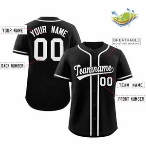 Camiseta de Béisbol Negra Personalizada de Manga Corta con Nombre del Equipo 00, Impresión Serigrafiada, Absorbe la Humedad, Unisex, Corte Regular para Adultos - Product Image 3