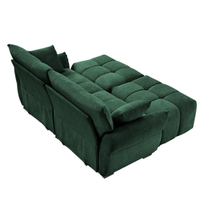 Comodo Set Divano a 2 Posti in Tessuto Chenille con 2 Pouf e Cuscini Decorativi per Soggiorno, Appartamento o Dormitorio - Product Image 4