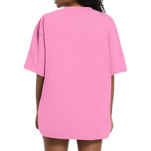 Latest Design Women's Oversized Solid <b>Pink</b> T-Shirt Loose Fit O-Neck Short Sleeve Jersey Knitted Casual All Seasons Wear T Shirts - Product Image 2