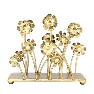Antique Gold Wildflower Napkin Holder Decorative Metal Floral <b>Tissue</b> Stand Luxury Vertical Serviette Dispenser for <b>Wedding</b> Home - Product Image 2