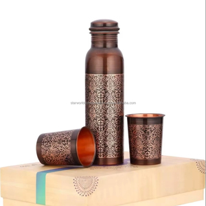 Authentic Indian Copper Bottle with Matching Cup | Traditional Ayurvedic Drinking Set <b>for</b> Home & Dining | Bulk Supply - Product Image 1