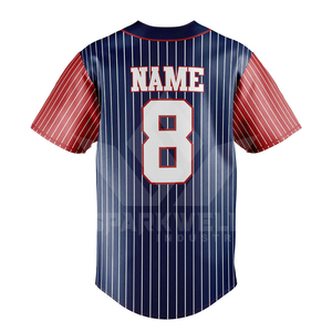 Camiseta de Béisbol Roja con Rayas Azules, Manga Corta, Impresión Sublimada, Transpirable, Corte Regular, para Adultos, Todas las Temporadas - Product Image 5