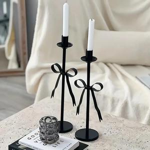 Nordic <b>Black</b> Metal Pillar Candle Holders Set <b>Candlestick</b> Stand Eco-Friendly Durable Luxury Unique Handmade for Wedding Home - Product Image 4