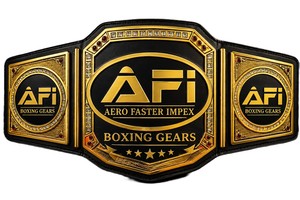 Ceinture de championnat de boxe AFI, boucle en acier plaqué or, cuir véritable, moulage monobloc, largeur 4 cm, longueur 60 cm - Product Image 2