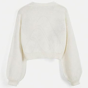 Pull en tricot 100 % coton pour femme, broderie florale, doux, boutons dissimulés, décontracté, haute qualité, respirant, séchage rapide - Product Image 2