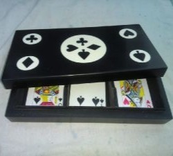 Black Rectangle Storage <b>Box</b> with Playing Card Suit Design Glossy Plastic Resin Poker Card Case for Neatening Decorative Use - Product Image 4