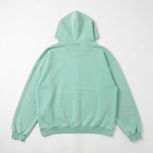 เสื้อฮู้ดดี้ผู้ชายคุณภาพสูง ล้างสีแบบแอซิดวอช ฟอกสีซีดแบบซันเฟด ดีไซน์ทำเก่าแบบดิสเทรส ผ้าฝ้าย 100% หนานุ่ม ทรงโอเวอร์ไซส์ สีพื้น สำหรับฤดูหนาว - Product Image 3