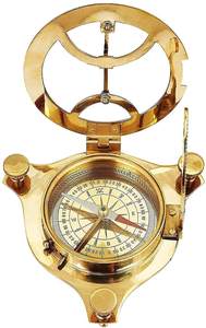 เข็มทิศนาฬิกาแดดทองเหลืองสไตล์วินเทจ พร้อมหน้าปัดสลักลายโบราณ สำหรับการเดินเรือ - Product Image 3
