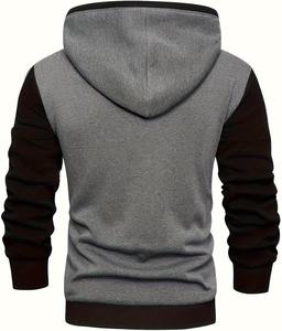 Sweats à capuche pour hommes Sweat à capuche patchwork Pull en coton polaire à manches longues Sweat à capuche d'hiver à capuche - Product Image 4