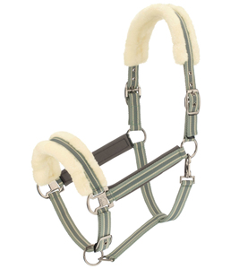 Cabestro de nailon azul para caballo con acolchado marrón y hebillas metálicas para montar y entrenar - Product Image 6