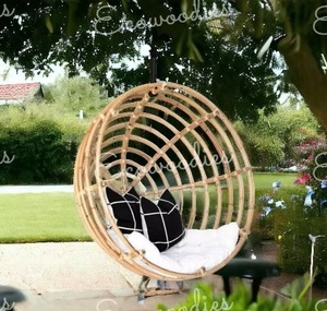 Silla Colgante de Ratán Estilo Rústico para Exteriores, 1 Persona, con Cojín de Secado Rápido, para Balcón, Patio, Dormitorio, Resistente a la Intemperie - Product Image 3