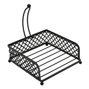 Industrial Metal Napkin Basket With Scroll Design And <b>Crystal</b> <b>Top</b> On Wooden Base kitchen countertop Napkin Basket - Product Image 3
