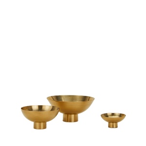 Ensemble de bols de service en laiton doré de luxe, élégant bol à fruits sur piédestal, centre de table décoratif, saladier pour la maison, l'hôtel, vente en gros - Product Image 1