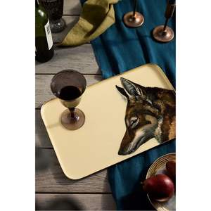Bandeja de Servir Metálica Hecha a Mano con Acabado Esmaltado, Diseño de Zorro, Rectangular, para Joyería, Utensilios de Cocina, Decorativa para el Hogar - Product Image 1