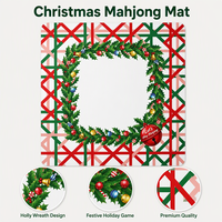 Tapis de jeu de Mahjong festif de luxe moderne, pliable et portable, avec imprimé clochette de Noël pour le divertissement