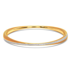 Brazalete de Oro de Dos Tonos con Borde Acanalado y Línea de Diamantes Cultivados en Laboratorio - Product Image 2