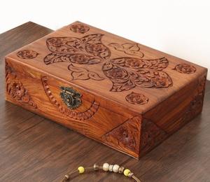 Boîte de rangement en bois naturel faite à la main avec une finition polie et lisse pour la décoration du salon, de la chambre et du bureau - Product Image 5