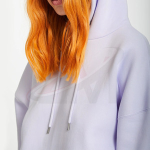 Sudadera con Capucha para Mujer, Color Morado Claro, Colección de Invierno, 100% Algodón Felpa, Corte Regular, Color Sólido, Estilo Casual para Otoño - Product Image 4