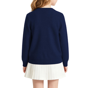 Pulls en tricot bleu marine pour filles, uniforme scolaire, manches longues, boutons, pour enfants de 5 à 12 ans - Product Image 2