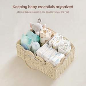 Panier à couches en osier festonné fait main, organisateur de rangement pour chambre de bébé, tissé naturellement, vente en gros fabricant - Product Image 4