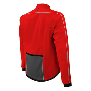 Men's Red Gray Color Blocking Fleece <b>Jacket</b> Windproof Stand Collar <b>Zipper</b> Closure Sporty Style Autumn Wear - Product Image 6