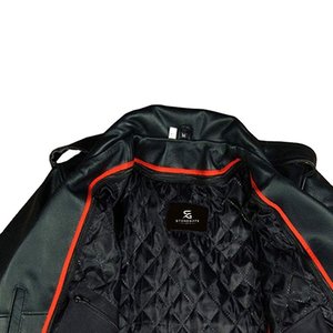 Men's <b>Genuine</b> <b>Leather</b> <b>Jacket</b> Full Sleeve Winter Wear Slim Fit Stand Collar Vintage Style Breathable Windproof Casual Outdoor - Product Image 4