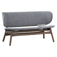 Banc de salle à manger scandinave moderne contemporain en tissu rembourré de mousse, deux places, avec dossier, couleur cacao, pour salon et appartement