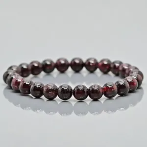Natural Garnet 8mm Smooth Round AA Grade Gemstone Beads <b>Stretch</b> <b>Bracelet</b> Healing Jewelry Wholesale - Product Image 2