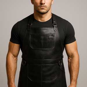 Multi Pocket Leather <b>Apron</b> for Workshop Chef <b>BBQ</b> Grill Adjustable Straps Wholesale Supplier High Strength Leather LPN-0227 - Product Image 2