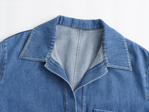 Chemise en jean classique pour femme, en coton, manches longues, boutonnée, décontractée, coupe ample, délavée, pour le quotidien et le streetwear - Product Image 5