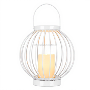 Linterna de tarro de vela de metal blanco moderno con asas para un ambiente interior y exterior único y elegante, perfecto para la decoración del hogar - Product Image 5