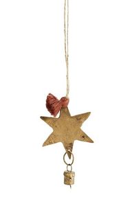 Adorno Navideño de Estrella de Latón Vintage con Borla y Campana, Decoración Artesanal de Butterfly's - Product Image 3