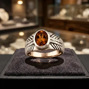 Bague en argent sterling 925 avec citrine jaune soleil pour homme, pierre précieuse ovale, bijou statement, classique, fait main, à porter au quotidien - Product Image 4