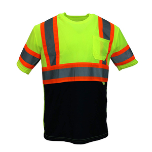High Visibility <b>Orange</b> Black Reflective Safety T-Shirt Men Short Sleeve Workwear Style Quick Dry Summer Casual Shirt - Product Image 5