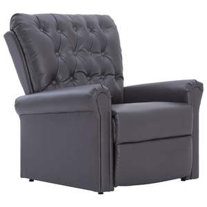 Fauteuil inclinable en similicuir gris moyen, confortable et pratique - Product Image 2