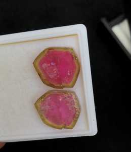 Turmalina Sandía en Rodajas, Cristal Bicolor Rosa y Verde, Gema Natural Suelta para Fabricación de Joyas - Product Image 2