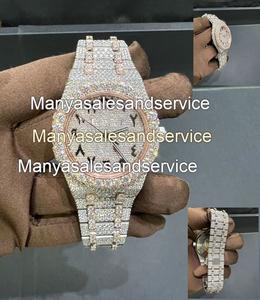 Montre de luxe en moissanite, montre ronde entièrement sertie de diamants pour homme, montres hip hop, montre entièrement sertie de diamants, cadeau d'anniversaire - Product Image 3