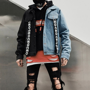 Best High quality Red Black Color Block Patchwork Streetwear <b>Jacket</b> Men's Long Sleeve Casual Coat - Product Image 1