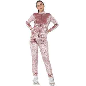 Conjunto de 2 piezas de terciopelo para mujer, diseño nuevo de primera calidad, cintura alta, cuello redondo, chándal de velour para mujer - Product Image 1