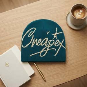 Teal Custom Graphic Knit Beanie Hat Custom Logo Ribbed <b>Winter</b> <b>Cap</b> Unisex Streetwear Fashion Headwear Wholesale OEM Manufacturers - Product Image 5