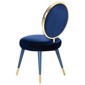 Sillón Otomano Azul con Respaldo para Sala de Estar o Pasillo, Uso Decorativo, con Marco Dorado - Product Image 1