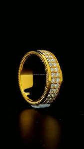 14K Yellow Gold Personalized Double Row Moissanite Diamond Wedding Band <b>Ring</b> Fashionable Index Finger <b>Ring</b> For <b>Male</b> & Female - Product Image 4