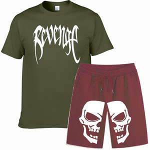 Conjunto Deportivo de 2 Piezas para Hombre, Camiseta de Manga Corta con Estampado Gráfico y Pantalones Cortos Lisos, Conjunto Informal de Verano de Color Blanco - Product Image 3