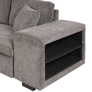 104.5 Modern L-Shaped 3-Seater Reversible Sectional Couch Pull-Out <b>Sleeper</b> <b>Sofa</b> with Storage Chaise 2 Stools for Living Room - Product Image 6