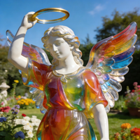 Sculptures d'anges classiques européennes en fibre de verre blanches, grandes statues de jardin, décoration intérieure, résistantes à l'eau, aux UV et aux intempéries