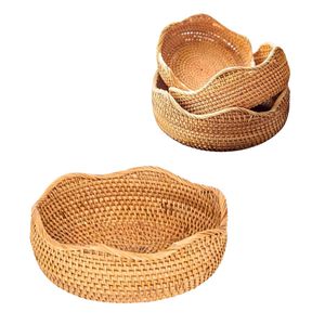Premium Eco-friendly Handmade Vintage Wicker Rattan <b>Bread</b> <b>Basket</b>/Tray with Scallop Edge Circle Shape Multifunction Storage - Product Image 1