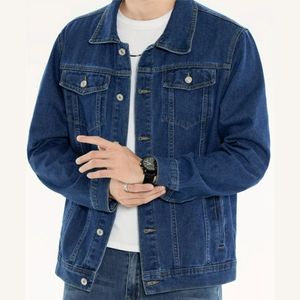 Men's Stylish Casual Solid Color Denim <b>Jacket</b> - Product Image 1